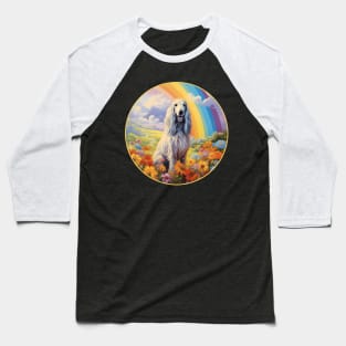 Colorful Afghan Hound Rainbow Flower Dog Art Baseball T-Shirt